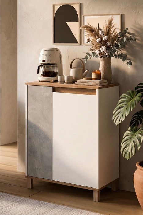 Hanah Home Armario Multiusos Nord - ND16-SW Blanco, Roble y Gris